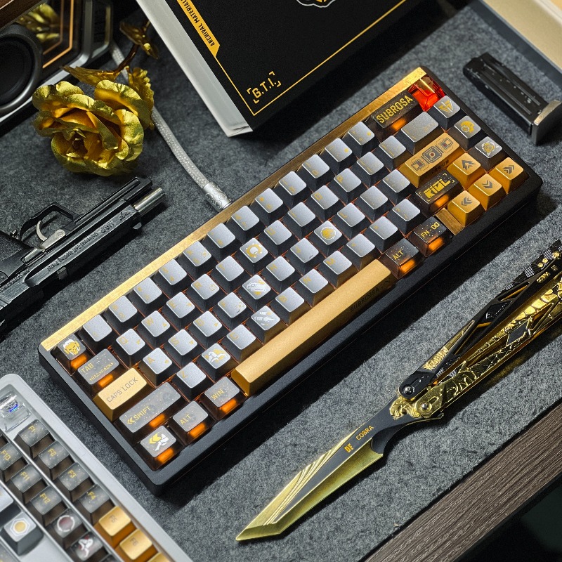Gaming Set Accessories - Golden Rose Theme Keycaps Set Customized