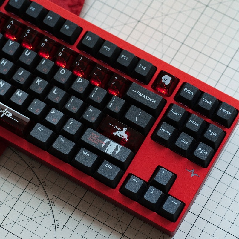 Gaming Accessories To Gift - Soviet Black Theme Keycaps Set PBT