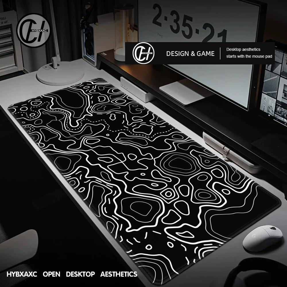 1200x600 Black White Topograph - Gaming Accessories White recension och pris