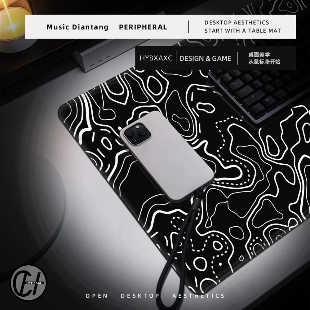 1200x600 Black White Topograph - Gaming Accessories White recension och pris
