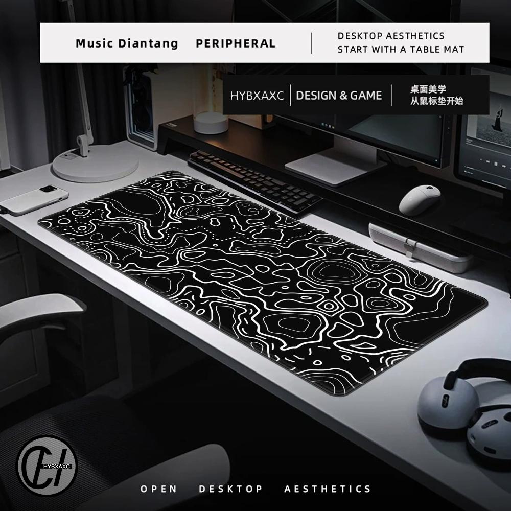 1200x600 Black White Topograph - Gaming Accessories White recension och pris