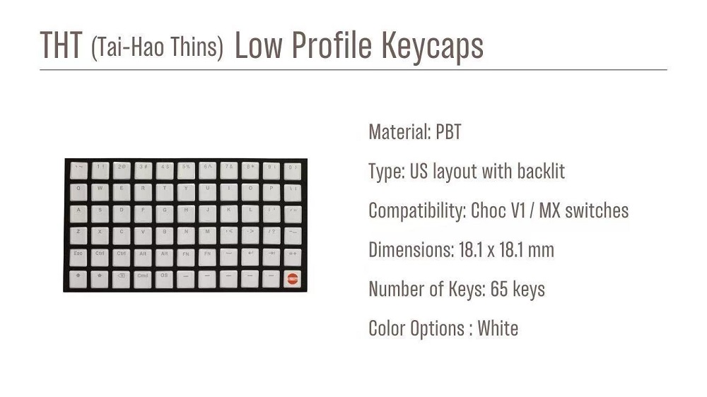 Taihao THT White Keycap Thins  - Gaming Accessories White recension och pris