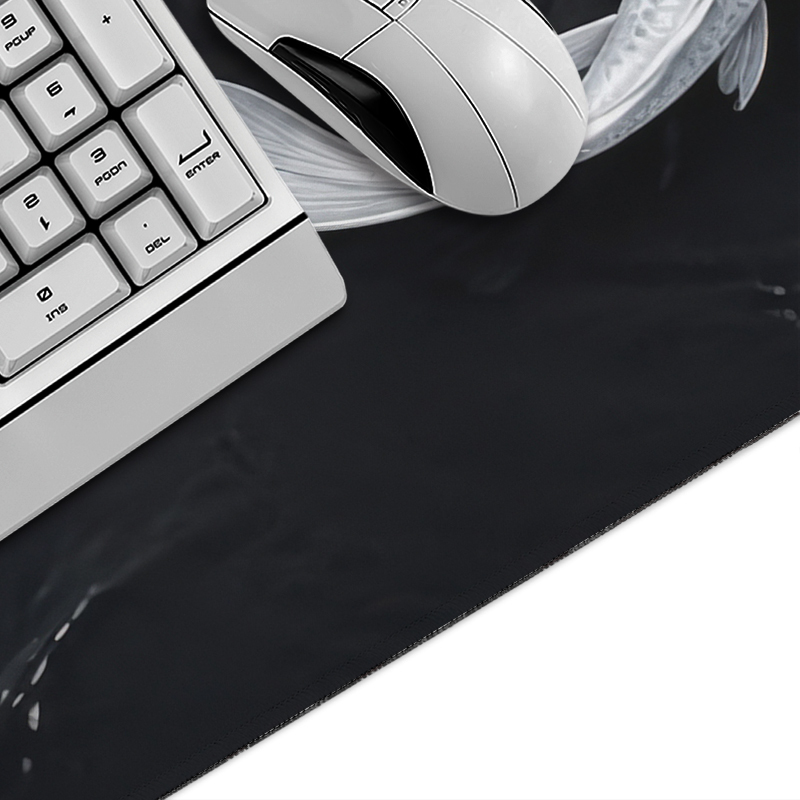 Black White Koi Mouse Pad Game - Gaming Accessories White recension och pris