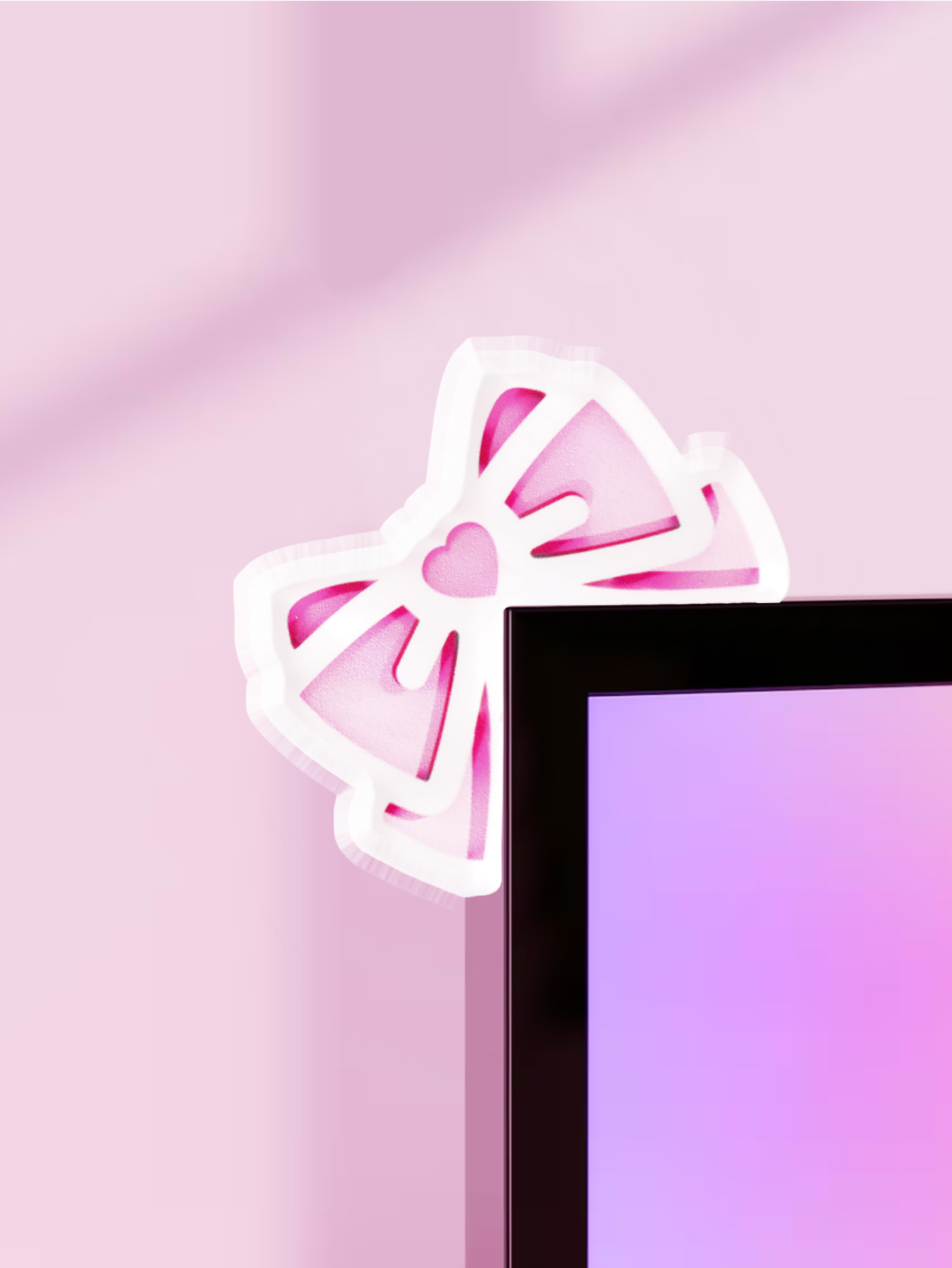 Kawaii Bow Monitor Decor Pink  - Gaming Accessories To Gift recension och pris